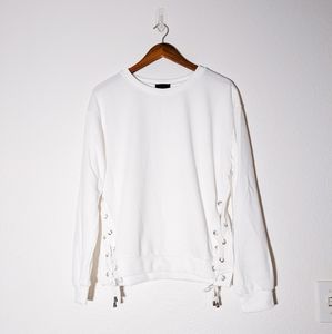 Lumiere | NWT Side Tie Sweater - White, Size Medium